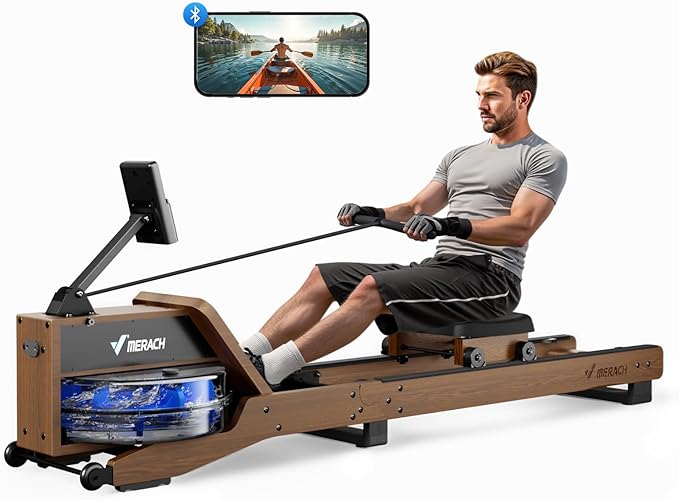 MERACH Wasser-Rudergerät aus Holz: Klappbar & interaktiv für Zuhause