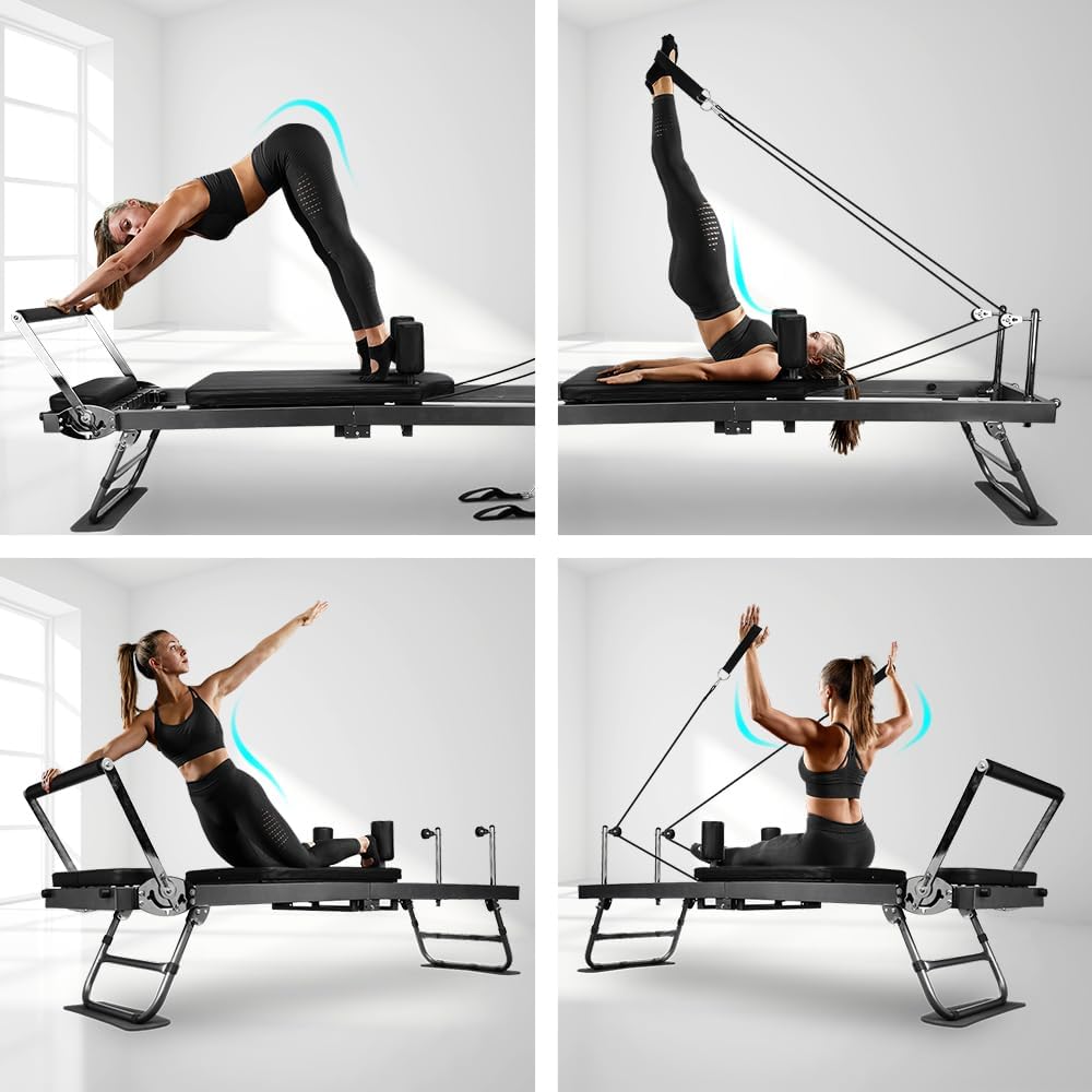 ONETWOFIT Pilates Reformer: Faltbar, für Core, Yoga & Krafttraining