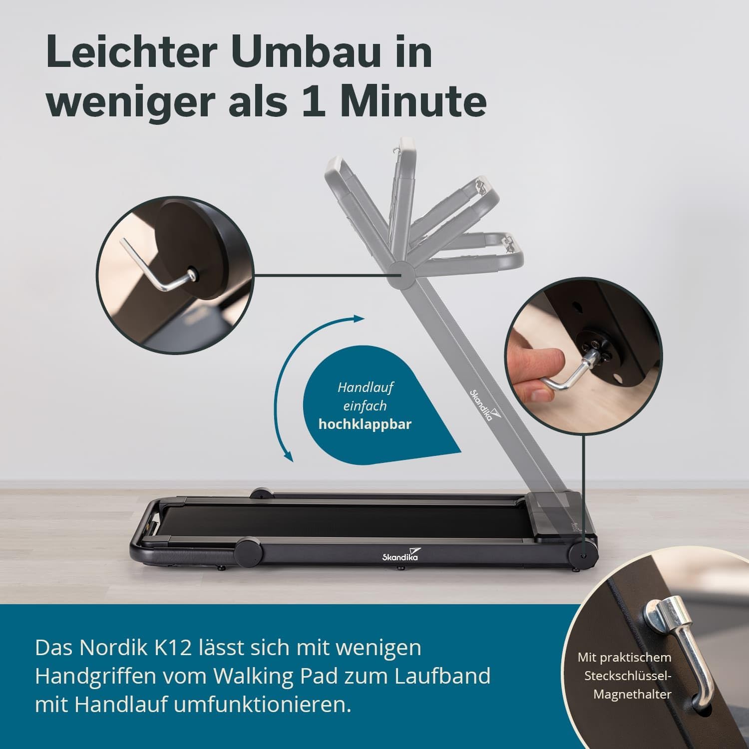 Skandika Nordik Laufband für Zuhause & Büro | Walking Pad mit Steigung