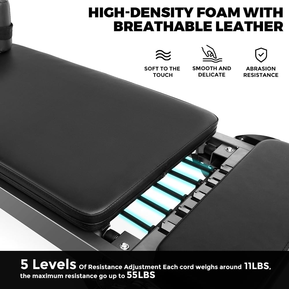 ONETWOFIT Pilates Reformer: Faltbar, für Core, Yoga & Krafttraining