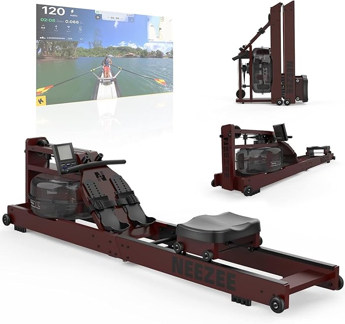 Neezee Water Rudergerät: Massivholz-Heimtrainer