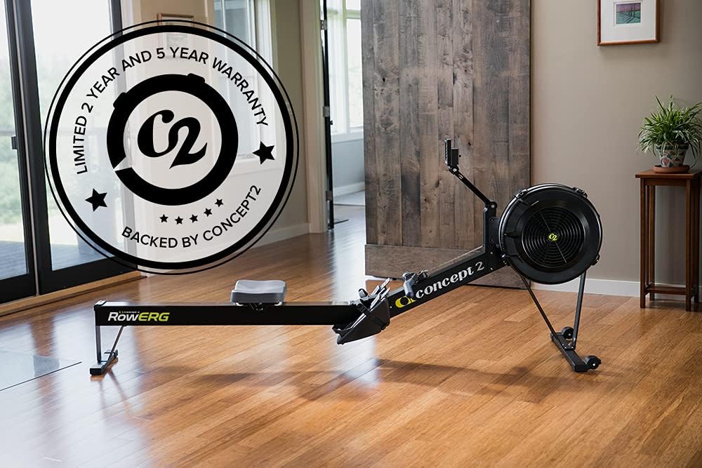 Concept2 RowErg Modell D: Rudergerät mit Luftwiderstand, Standardbeinen, Schwarz