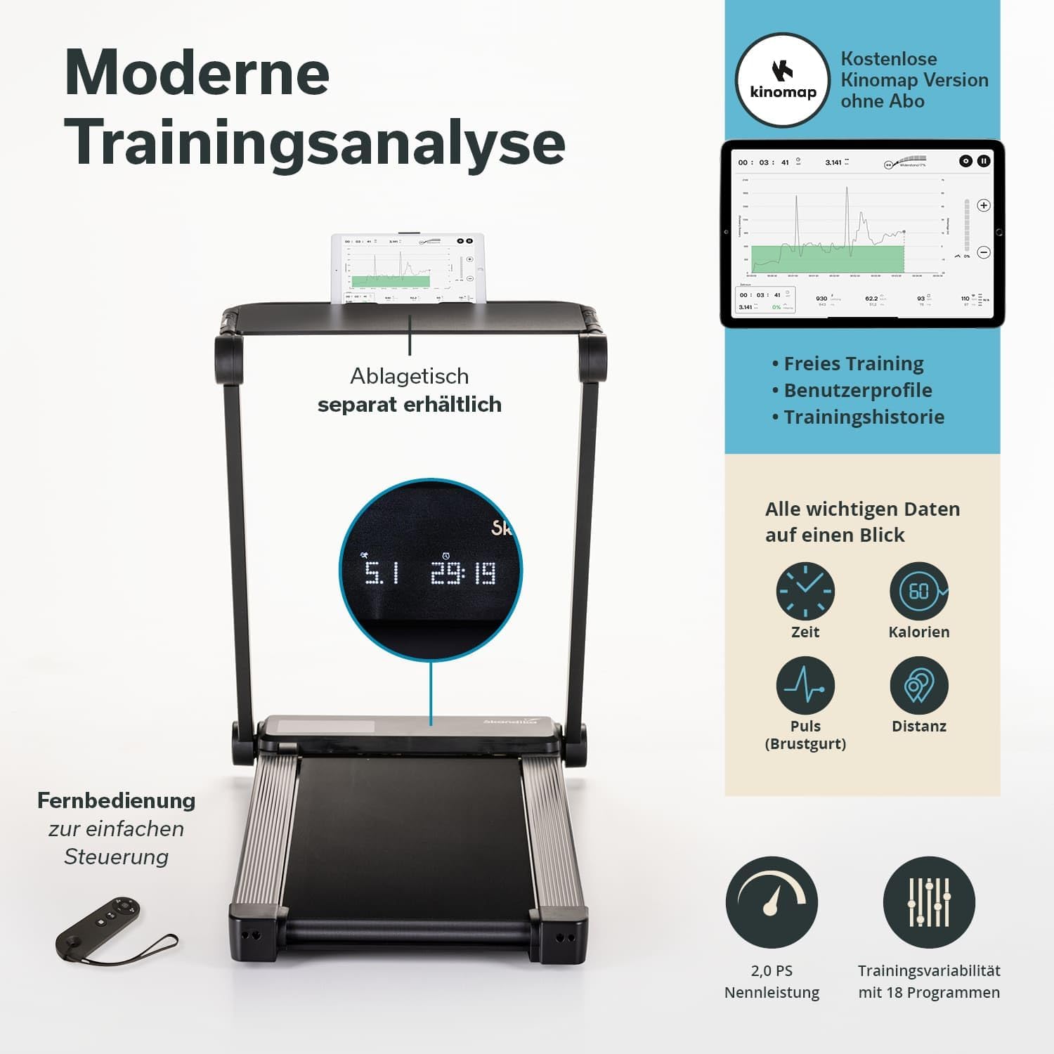 Skandika Nordik Laufband für Zuhause & Büro | Walking Pad mit Steigung