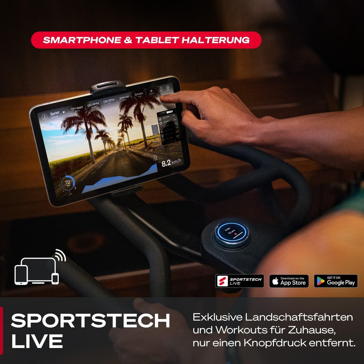 Sportstech Sbike Lite: Heimtrainer mit App & Tablet-Halterung