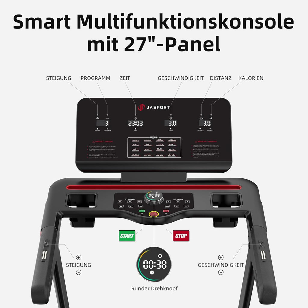 JASPORT L3 Faltbares Heimtrainer-Laufband mit Bluetooth & Steigungsfunktion