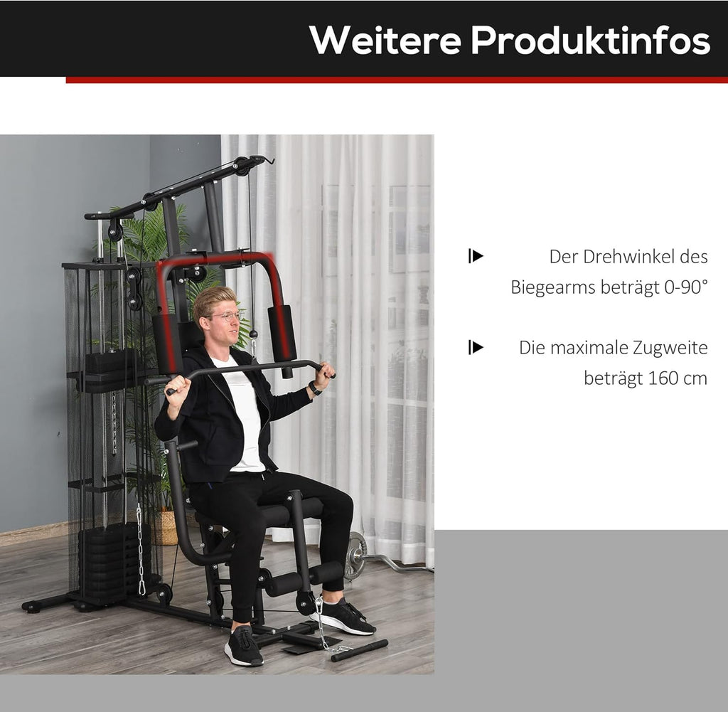 HOMCOM Kraftstation: Multifunktional mit Latzug, Butterfly und 45 kg Gewichten