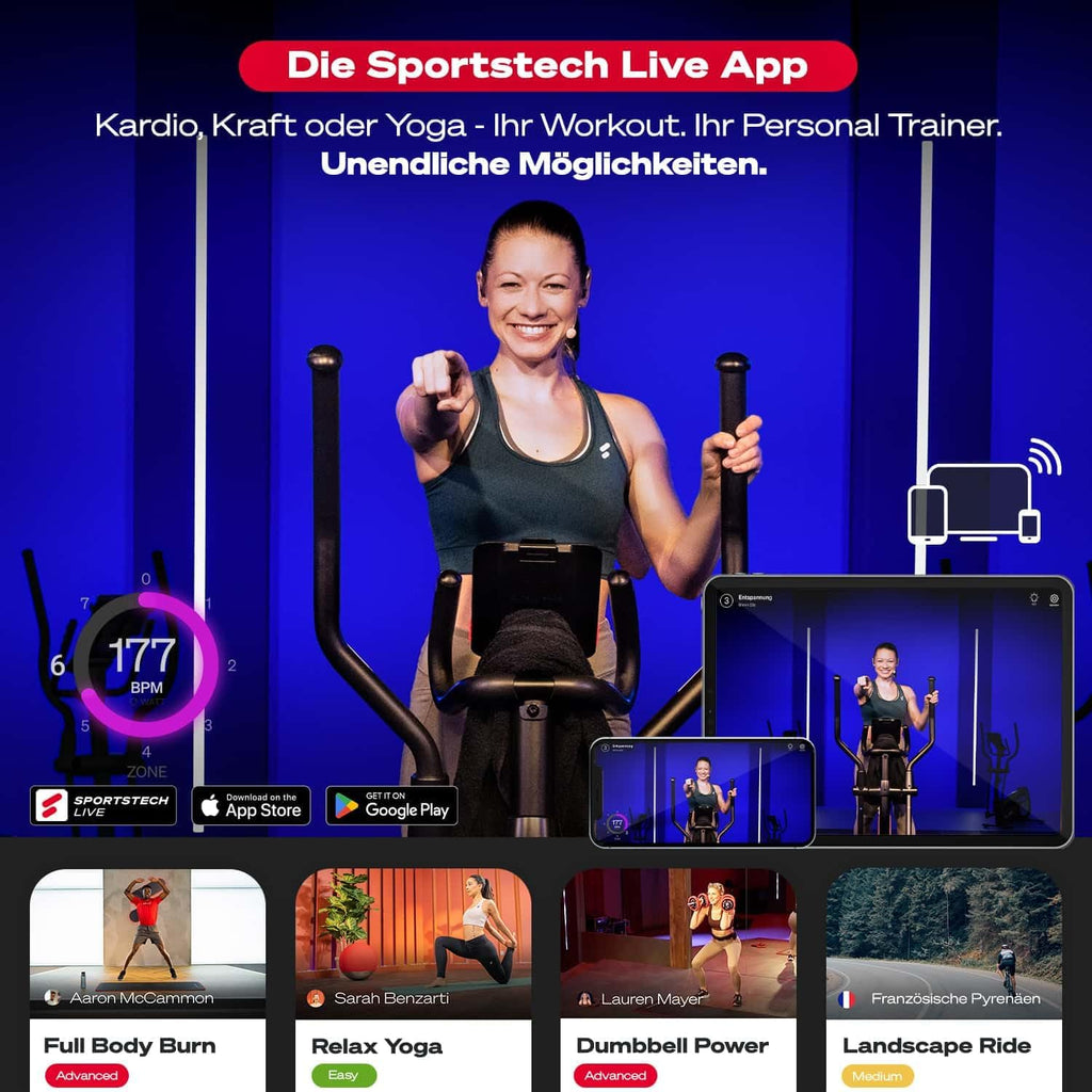 Sportstech CX2: Crosstrainer mit App, 27 kg Schwungmasse & Generator