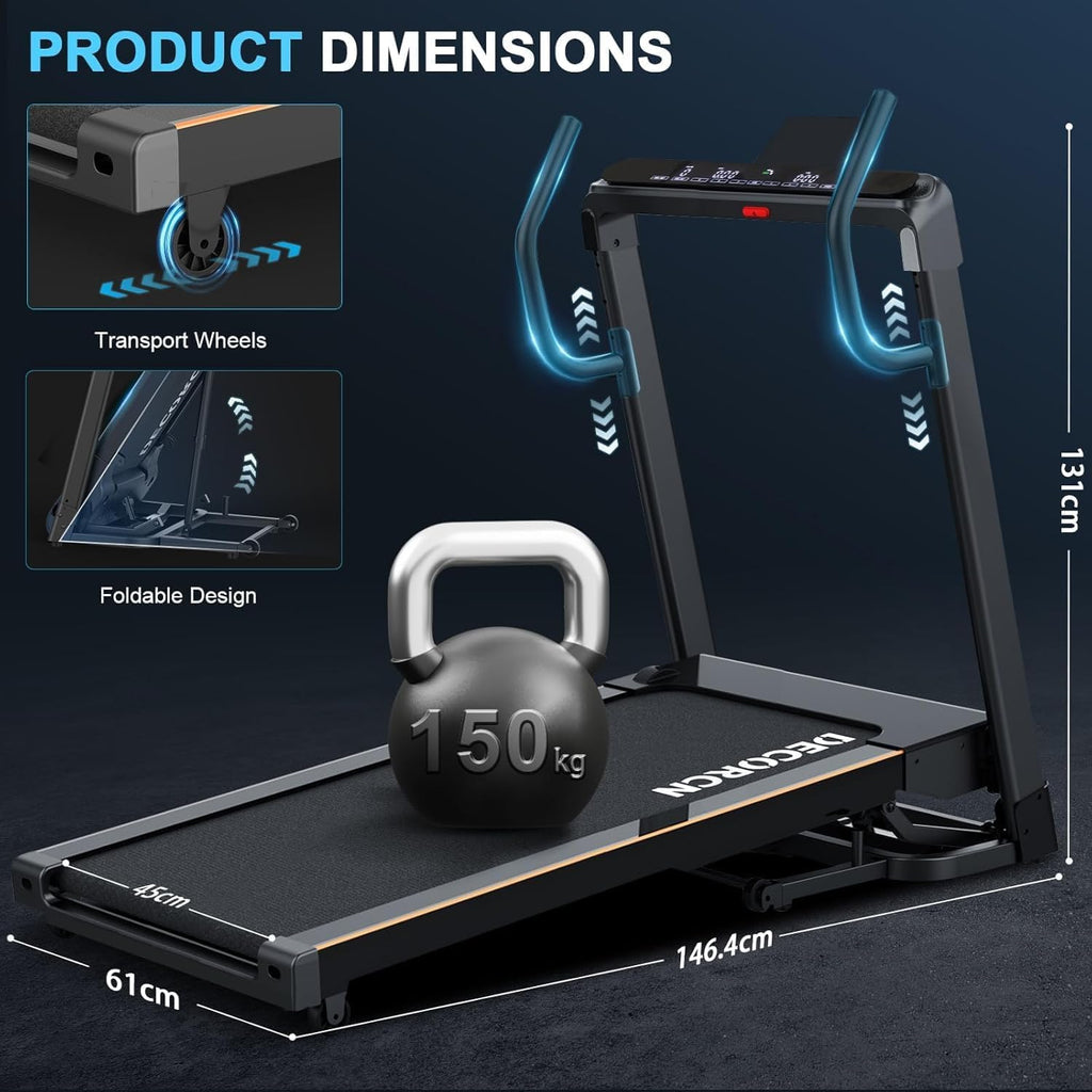 Decorcn Laufband: 4,5 PS, klappbar, 16 km/h, Steigung, LCD & Bluetooth