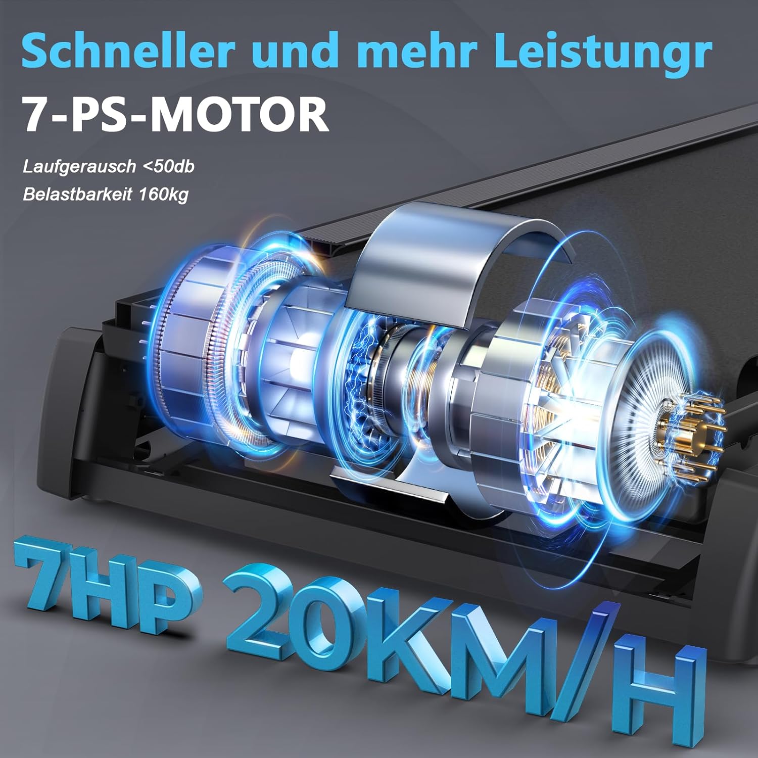 Kitopa Laufband: Hochgeschwindig, 7 PS, große Lauffläche, klappbar