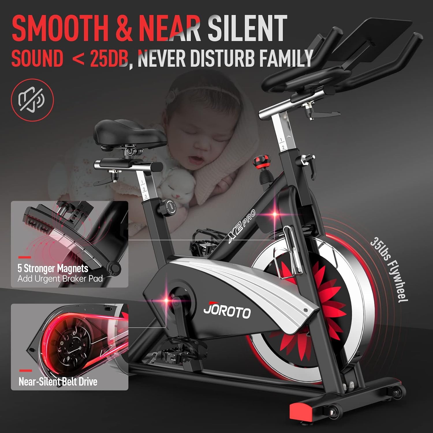 JOROTO X2: Leises Heimtrainer-Ergometer mit LCD-Monitor
