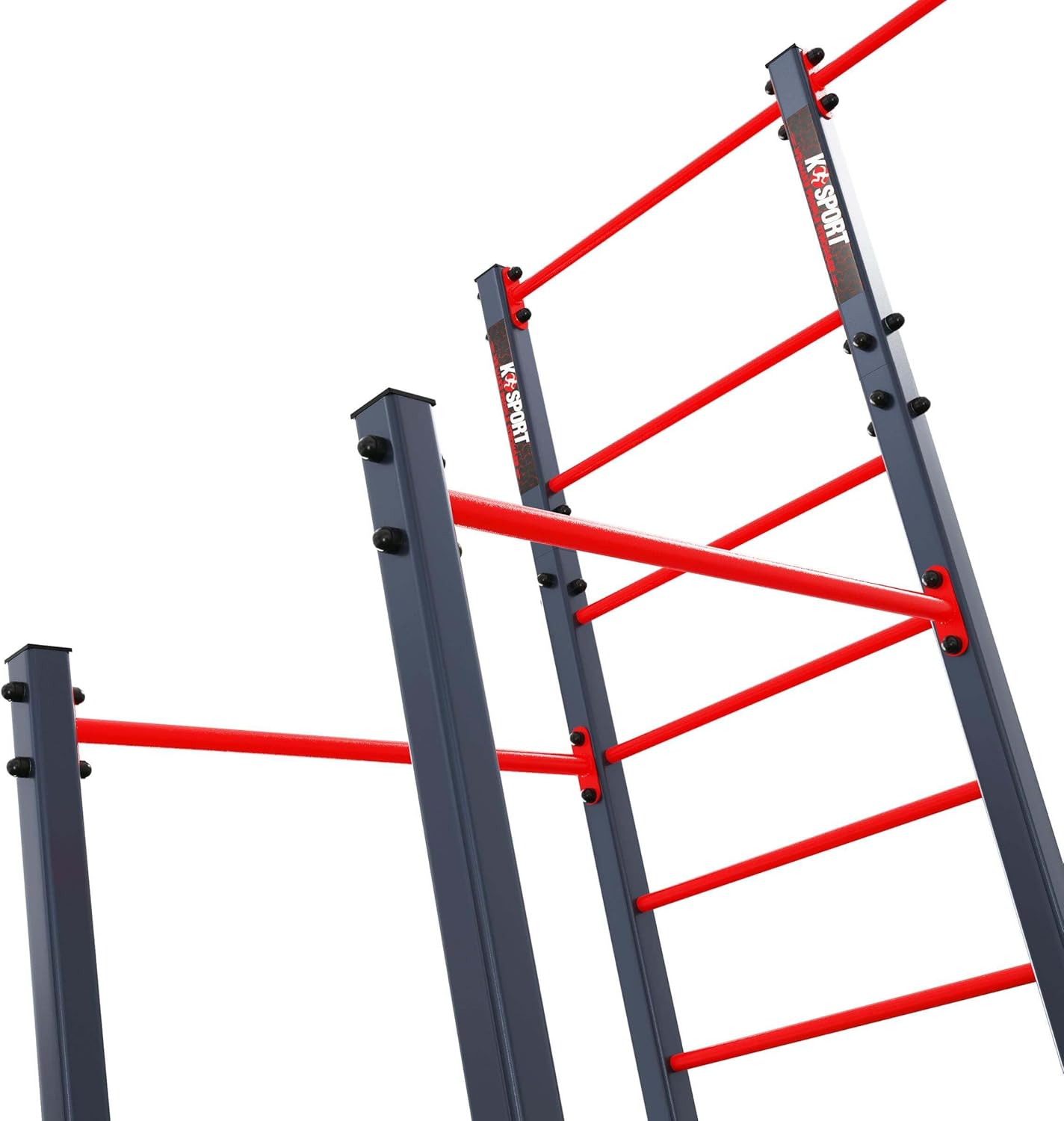 K-Sport Calisthenics Turnstange: Wetterfeste Garten-Kraftstation mit Hangelleiter