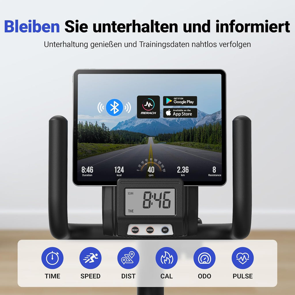 MERACH Liegeergometer: Heimtrainer mit Bluetooth und verstellbarer Rückenlehne