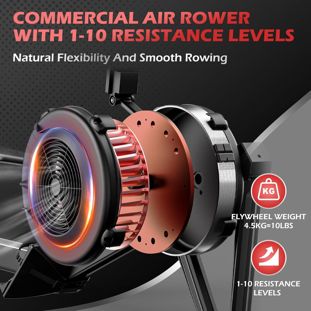 PASYOU Luftwiderstand Rudergerät für Zuhause: 10 Stufen, Komfortsitz, Kinomap APP