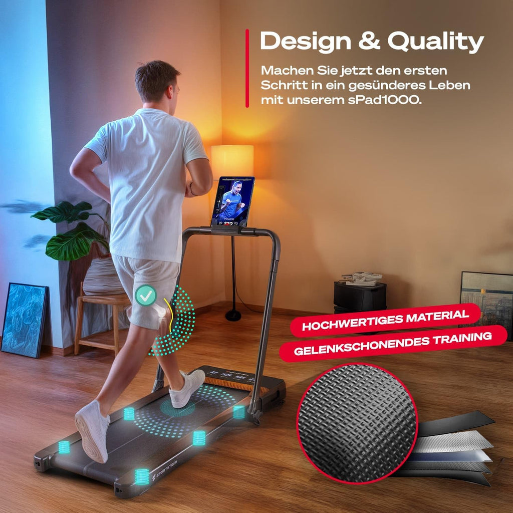 Sportstech sPad500 Laufband: Faltbar mit Steigung für Zuhause