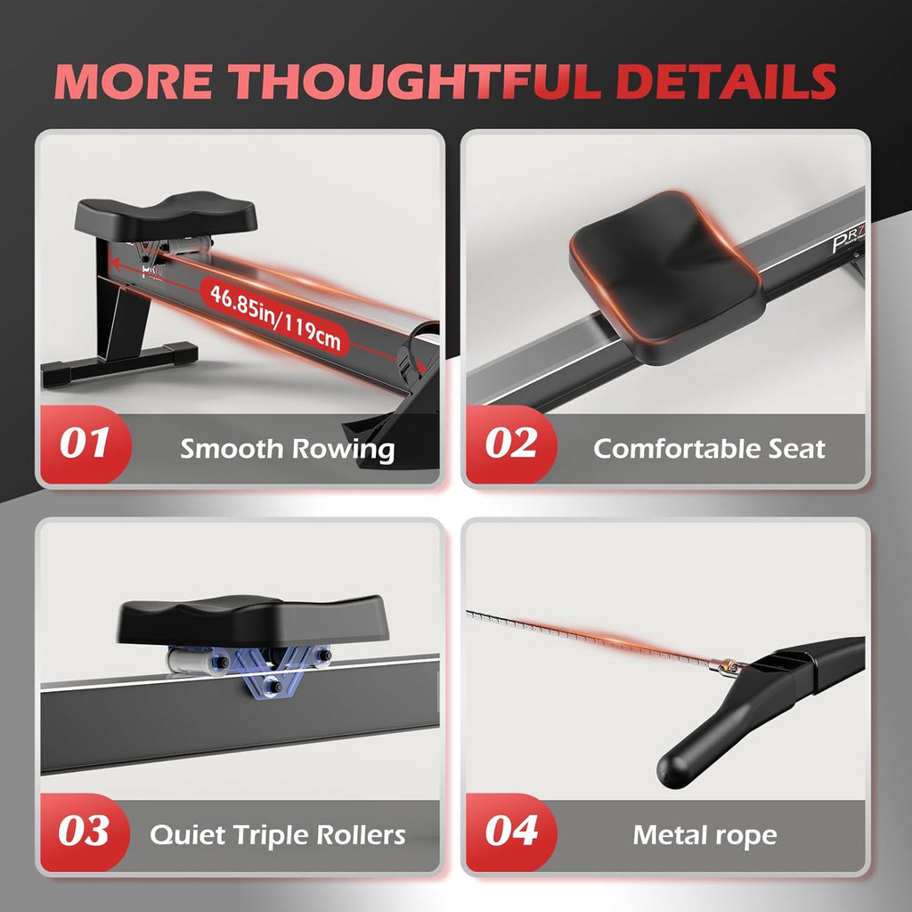 PASYOU Luftwiderstand Rudergerät für Zuhause: 10 Stufen, Komfortsitz, Kinomap APP
