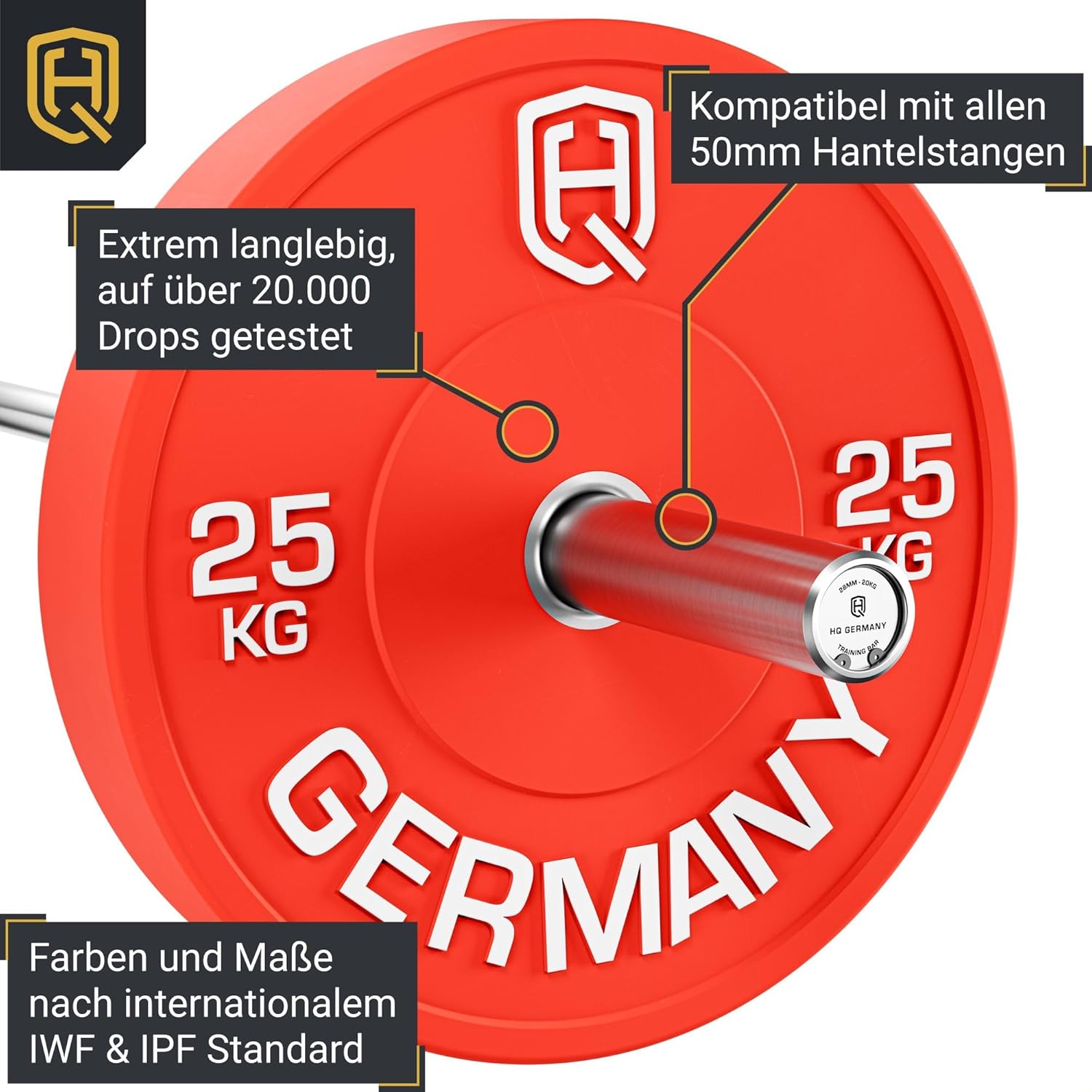 HQ Germany Premium Bumper Plates: 50mm Hantelscheiben Set