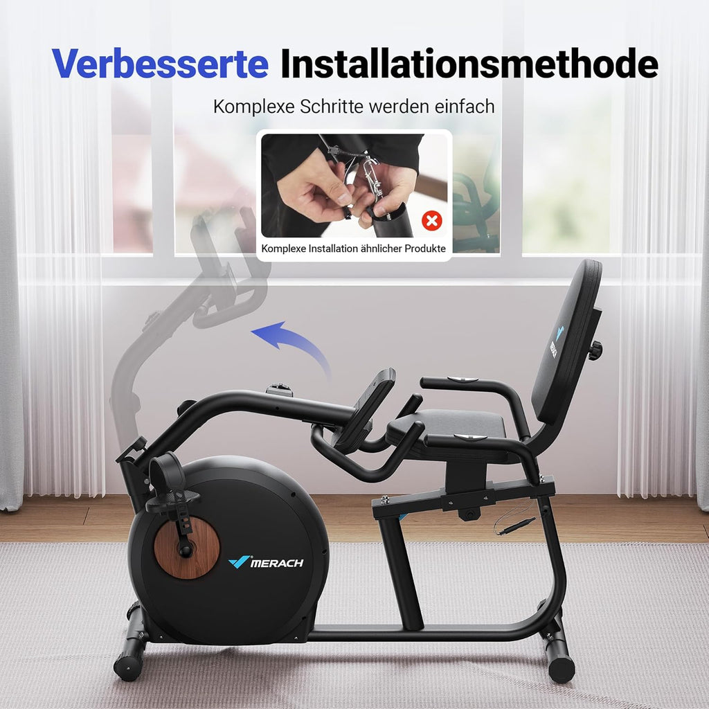 MERACH Liegeergometer: Heimtrainer mit Bluetooth und verstellbarer Rückenlehne