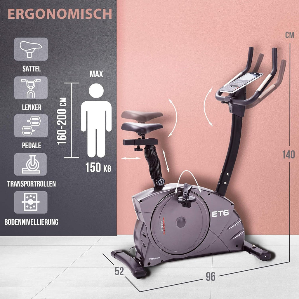Christopeit ET 6: Ergometer mit 24 Stufen, 12 kg Bremssystem, 150 kg Traglast